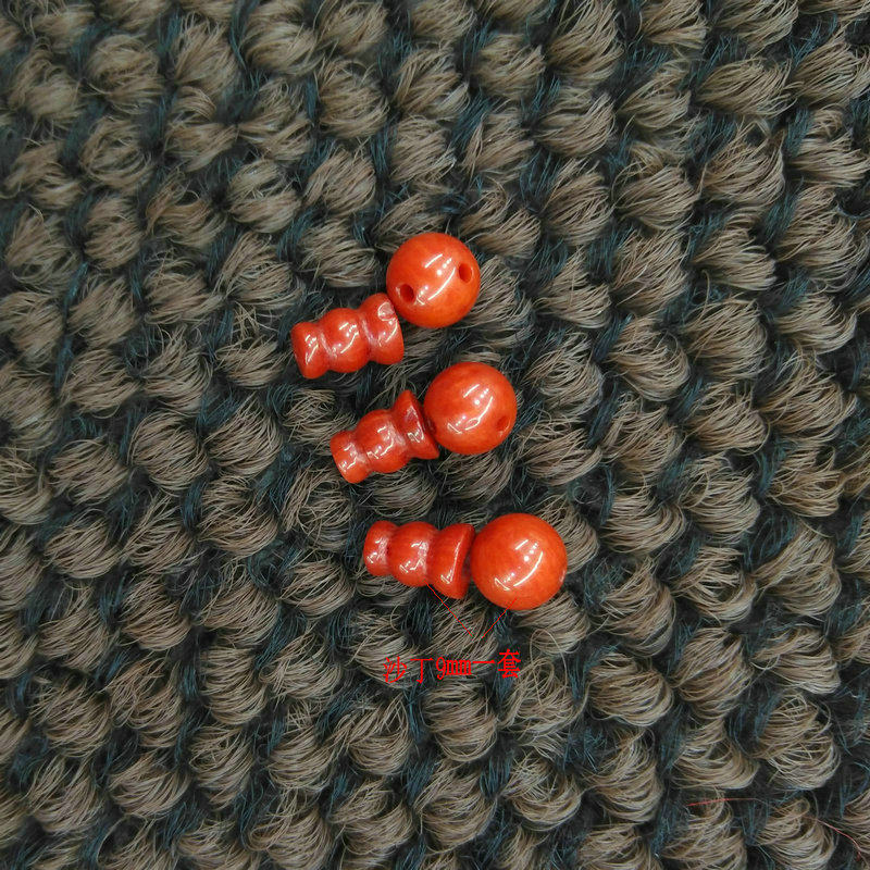 天然海竹红色三通圆珠 手串佛珠项链收尾配饰 diy串珠饰品配件