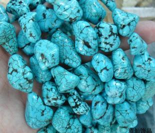 天然绿松石原矿石块散珠 不规则蓝松石串珠材料 diy饰品配件 爆款