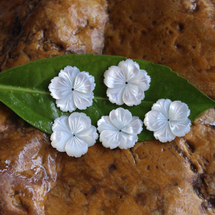 天然白蝶贝壳花 20mm白蝶贝五瓣花 diy胸针发簪耳环饰品材料配件