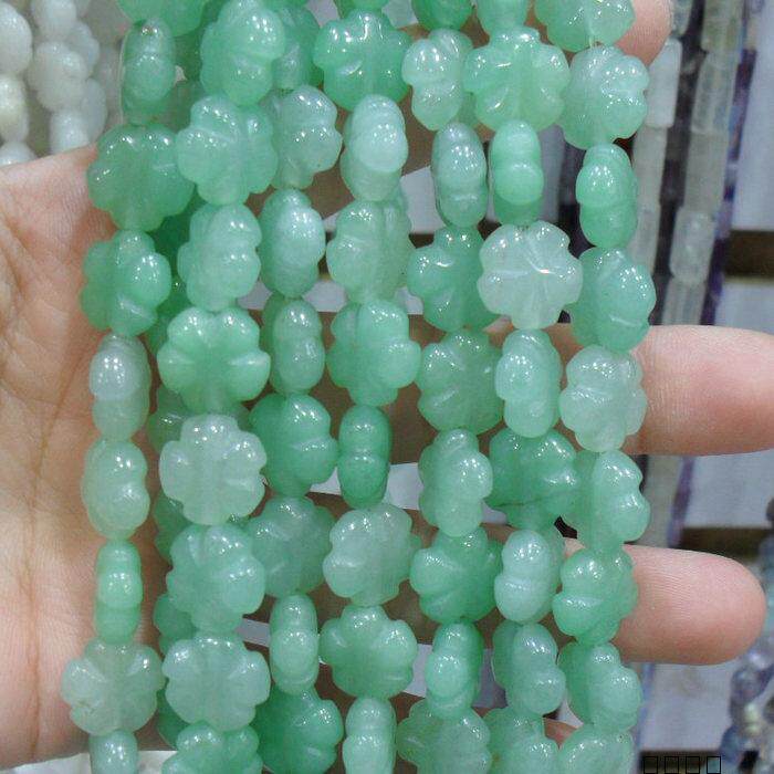 天然萤石绿东陵粉晶汉白玉圆润五瓣花 12mm大有孔花瓣diy饰品配件