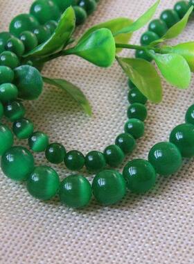 猫眼石圆珠4/6/8/10/12mm绿浅黄紫色散珠璀灿饰品diy串珠材料特卖