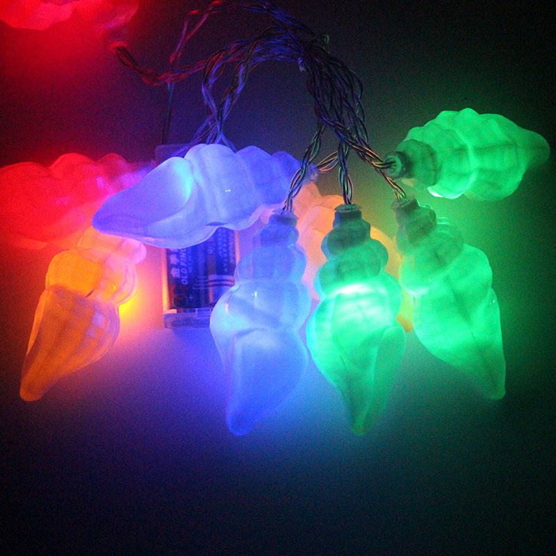 led彩色海螺灯串 10头灯电池灯带 厂家直销圣诞节日海螺彩灯