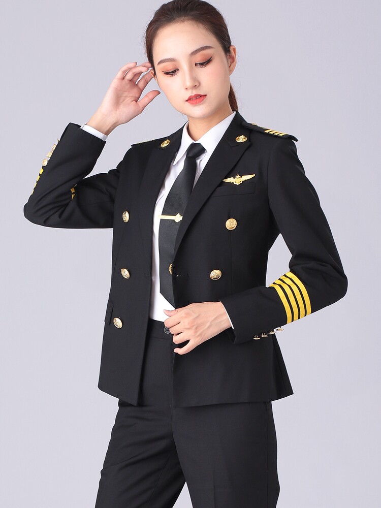 WOMENS CRUISE YACHT CAPTAIN UNIFORM CREW BLACK BLAZER NAUTICAL SHIP WORK CLOTHES PERSONALITY WOMENS SUIT