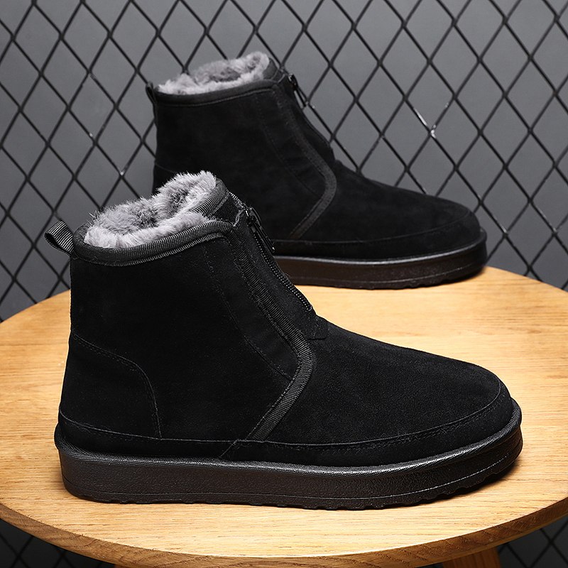 RUSSIAN SNOW BOOTS MENS WINTER VELVET THICKENED WATERPROOF COTTON SHOES PLUS SIZE ZIPPER ANTI SLIP WARM BREAD SHOES 45