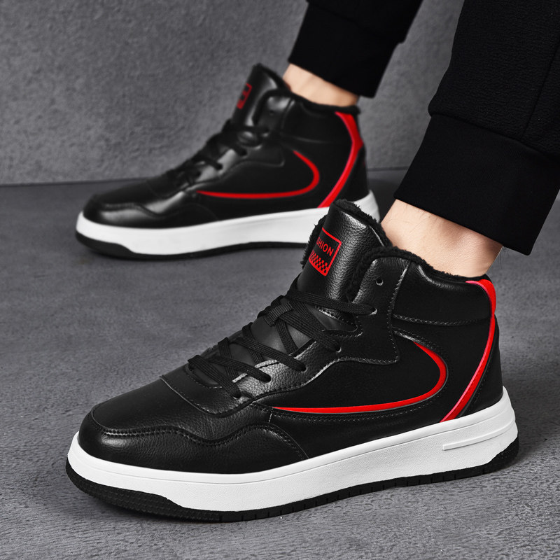 PLUS SIZE MENS SHOES HIGH TOP SNEAKERS AUTUMN AND WINTER FLEECE WARM COTTON SHOES 48 MEDIUM HIGH TOP 47 LEATHER 46 WEAR-RESISTANT 45 SPORTS