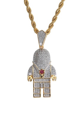 Astronaut Necklace Iced Out 宇航员太空人满钻项坠 嘻哈男项链