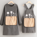 棉布毛巾兜长袖 罩衣家用厨房围裙防污透气餐饮男女工作服定制印字