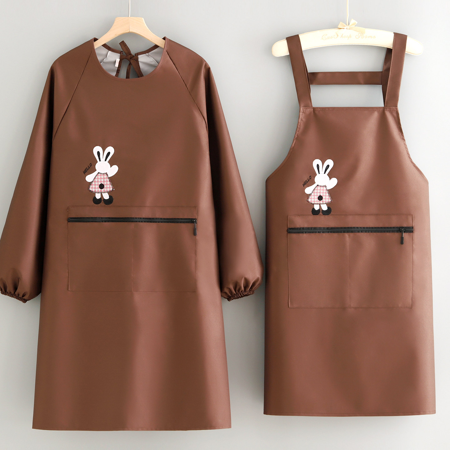 简约覆膜罩衣厨房家用防水围裙做饭防污围腰餐饮饭店工作服男女款