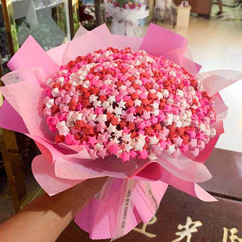 手工diy星星花束材料包幸运星渐变红满天星成品折纸圣诞节情人节