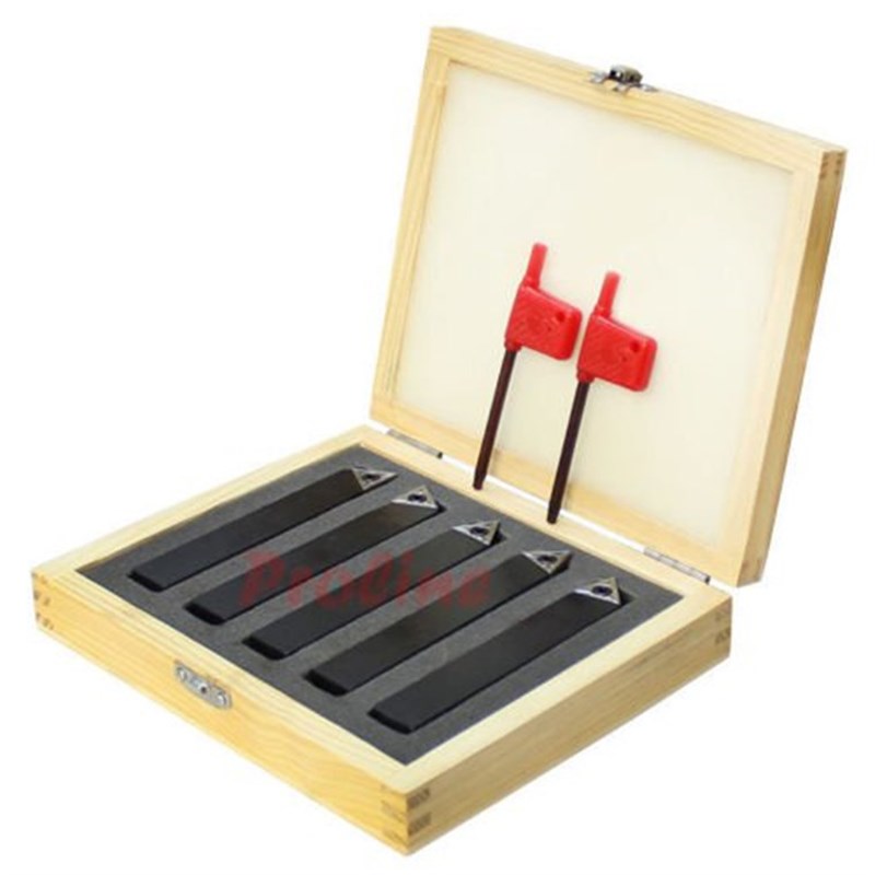 机夹刀杆3/4 柄 5PCS 可转位硬质合金刀5件套 1/2车床车刀组盒装