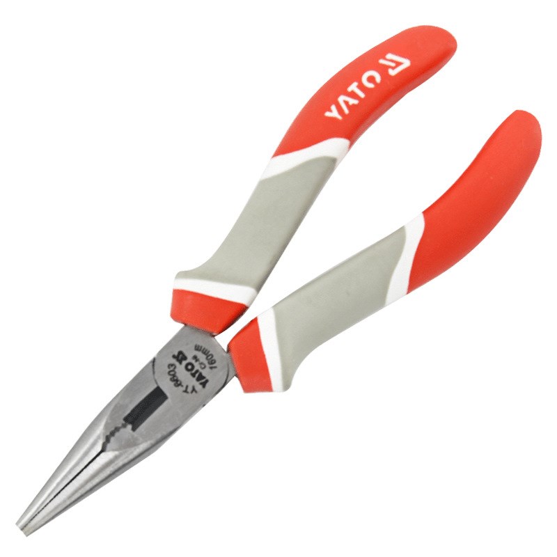 尖嘴钳三色柄多功能有牙尖咀钳长嘴钳子铬镍钢