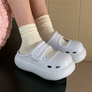 网红度假风时尚厚底沙滩拖鞋防滑舒适个性学生百搭玛丽珍凉拖女夏