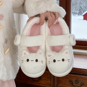 女防滑猫爪魔术贴软萌小猫lolita鞋 玛丽珍棉鞋 学生个性 冬季 豆豆鞋