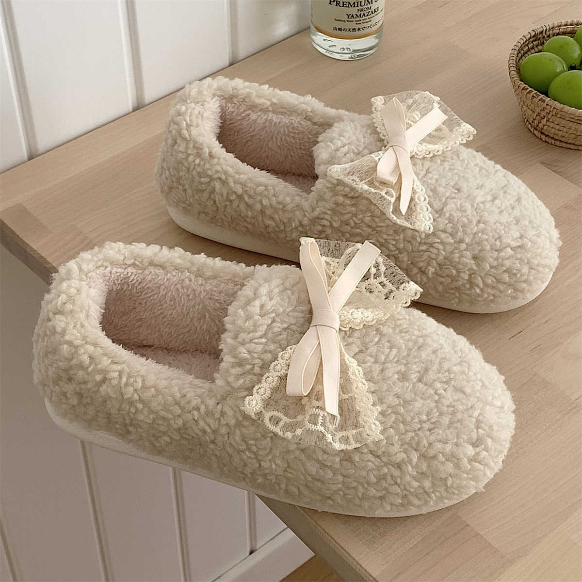 居家全包跟防滑保暖甜美风棉拖鞋