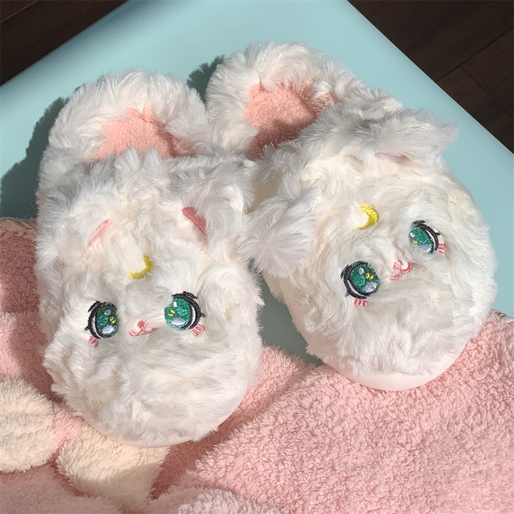 女士可爱小猫防滑保暖韩式棉拖鞋