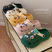 潮酷百搭时尚 趣味可爱狗狗包头凉拖鞋 防滑厚底夏季 女士外穿洞洞鞋