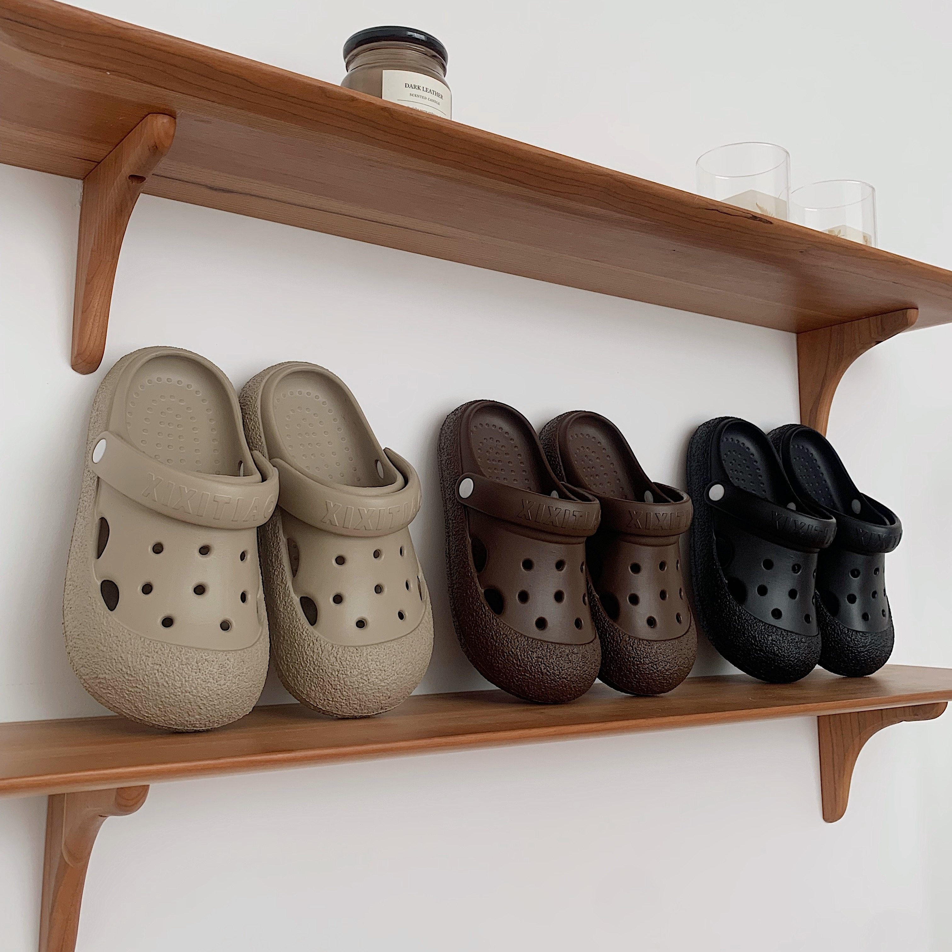 ins简约休闲百搭亲子厚底洞洞鞋个性时尚EVA防滑两穿沙滩鞋女夏季