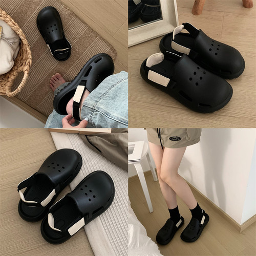 运动风简约eva踩屎感防滑洞洞鞋