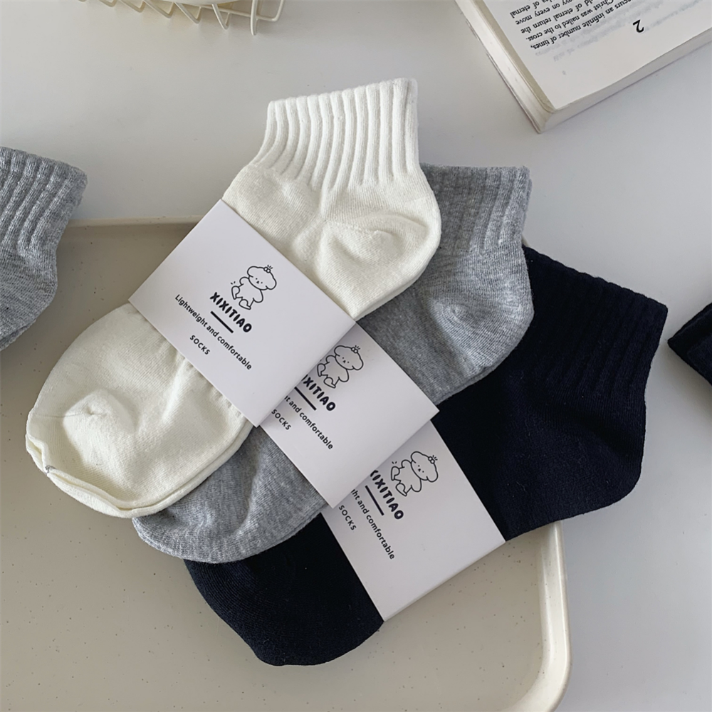 运动透气春夏男女百搭纯色短袜