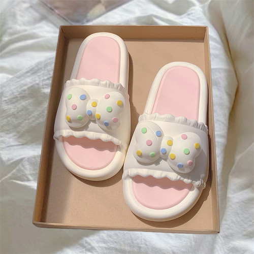 花边韩系仙女风蝴蝶结亲子拖鞋