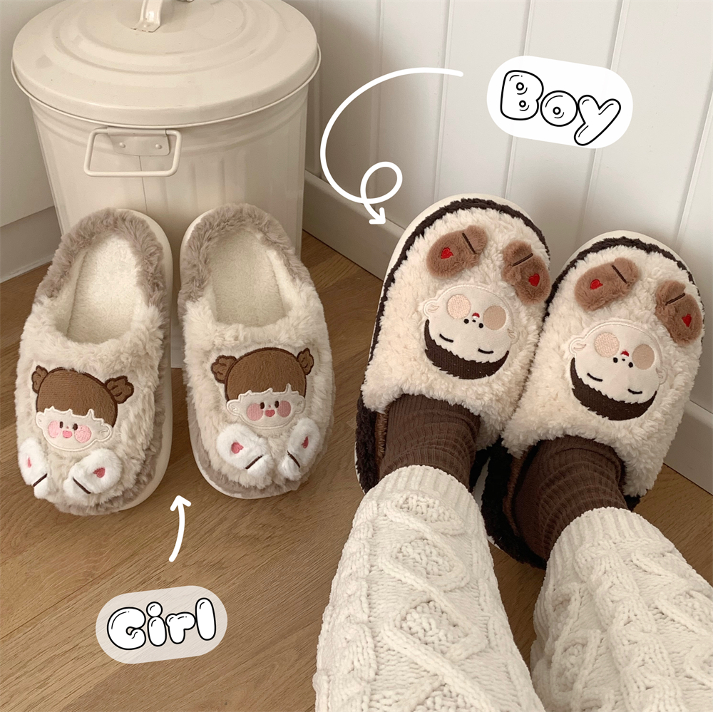情侣防滑软底保暖休闲棉拖鞋