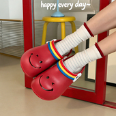 洞洞鞋 防滑可爱笑脸女士休闲一脚蹬勃肯鞋 海边沙滩厚底夏eva时尚