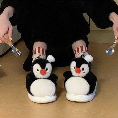 居家软萌帽子企鹅棉拖鞋ins保暖