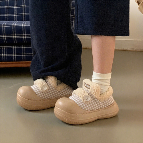 撞色拼接面包鞋韩系新款百搭加绒