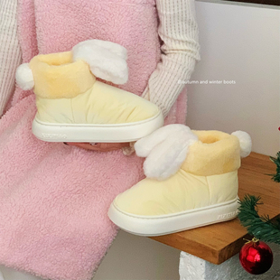户外防滑百搭软妹毛绒兔耳朵雪地靴女冬季保暖少女心网红面包棉鞋