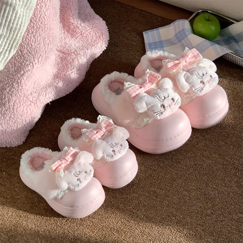 亲子mikko联名软萌小猫棉拖鞋女