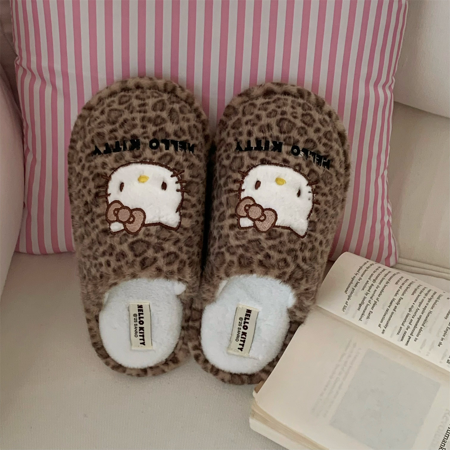 豹纹正版HelloKitty棉拖鞋女冬