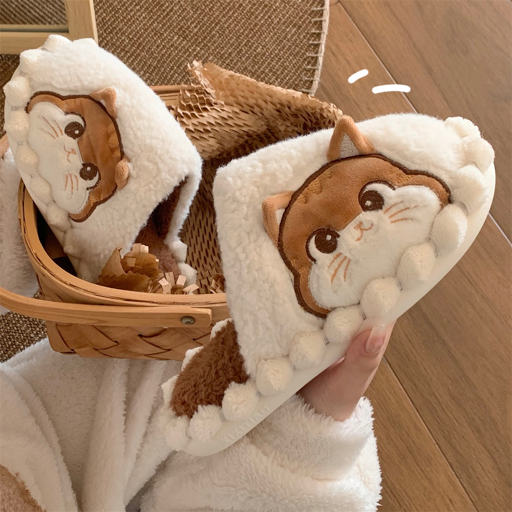 女冬季新款可爱小猫包头棉拖鞋学生少女心家居防滑保暖月子软底鞋