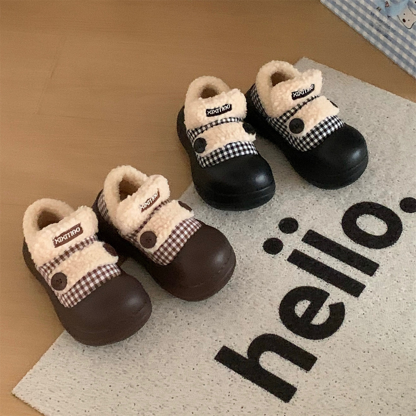 厚底保暖防滑撞色拼接棉鞋时尚舒适ins乐福豆豆鞋女冬学生面包鞋,女鞋,棉鞋,淘宝优惠券,粉丝福利购,淘宝优惠卷