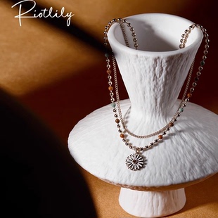 官旗大爆款【雏菊绽放】超能小太阳·Riotlily艾特里里双链条项链