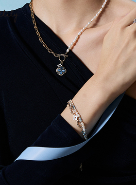 Riotlily艾特里里光之城手链天然珍珠双层链串珠时尚圣诞女款