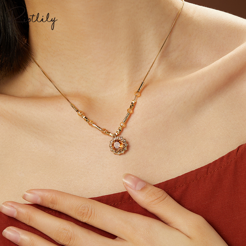 Riotlily/艾特里里大漠金阳系列项链锆石浪漫毛衣链送礼圣诞礼物