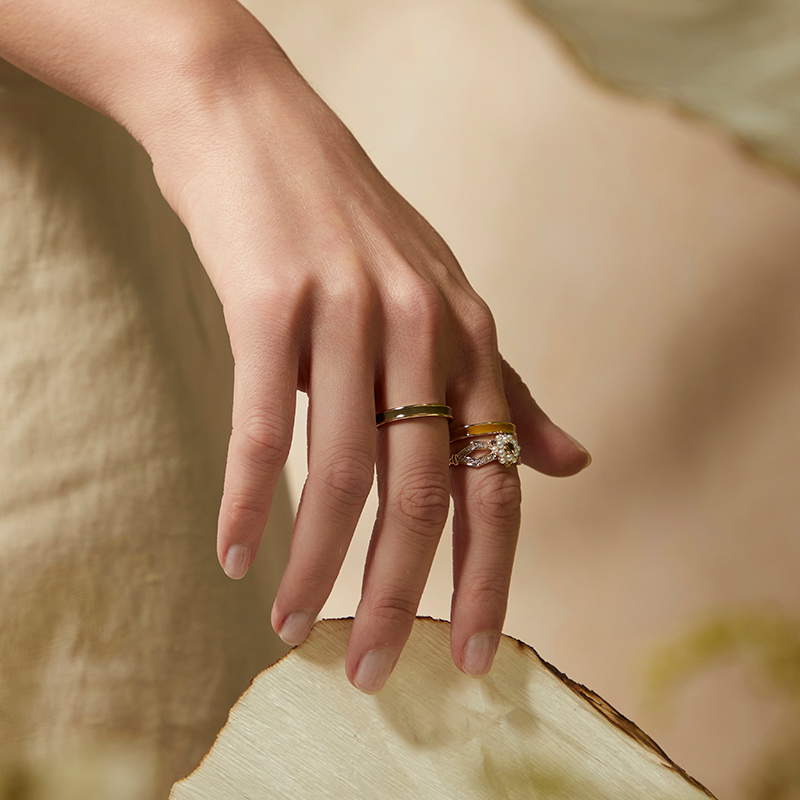 Riotlily艾特里里浮花梦影戒指简约组合开口戒仿珍珠送女友礼物