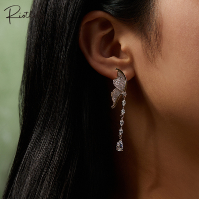 Riotlily艾特里里雪域精灵浪漫蝴蝶耳坠设计感灵动耳饰圣诞送女友