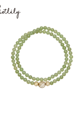 Riotlily艾特里里涟漪手链和田玉双层串珠新中式925银新年女款