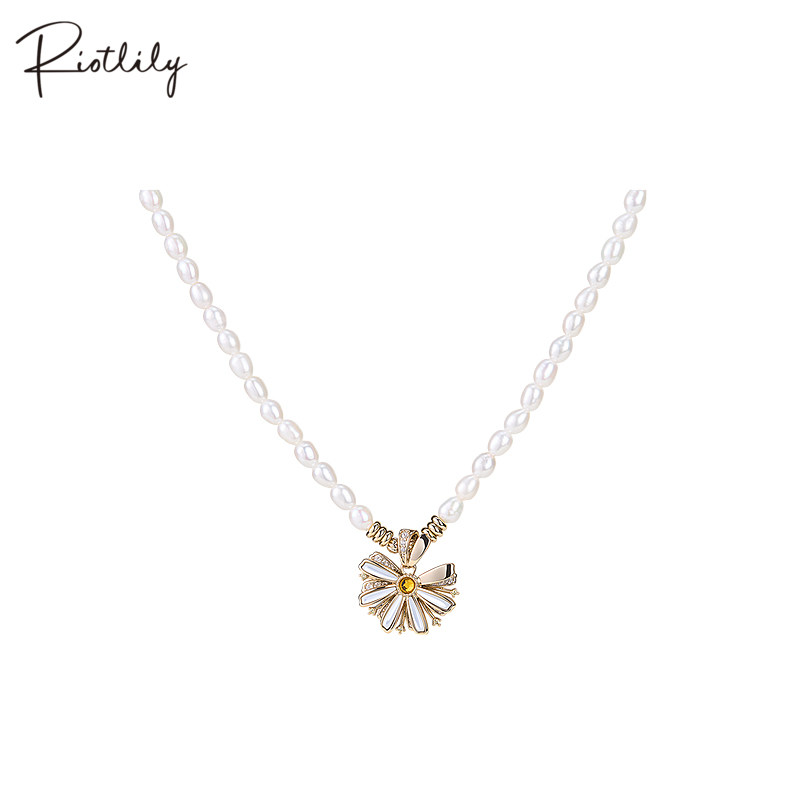 Riotlily/艾特里里雏菊系列项链锁骨链花朵吊坠珍珠春夏礼物