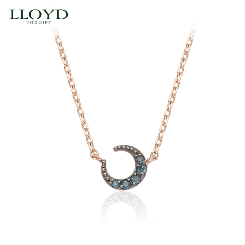 LLOYD洛雅蒂正品项链女 14K金蓝钻系列新月钻石小众设计ins锁骨链