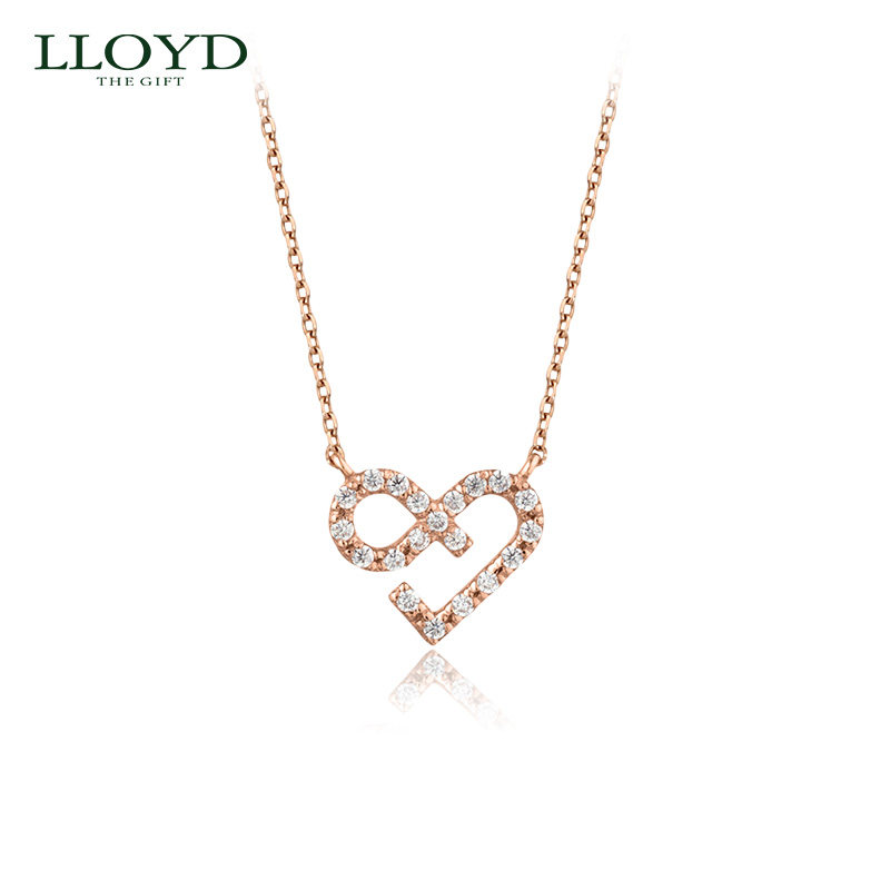 LLOYD洛雅蒂正品项链女 14K玫瑰金无限爱心韩国女潮新款ins锁骨链