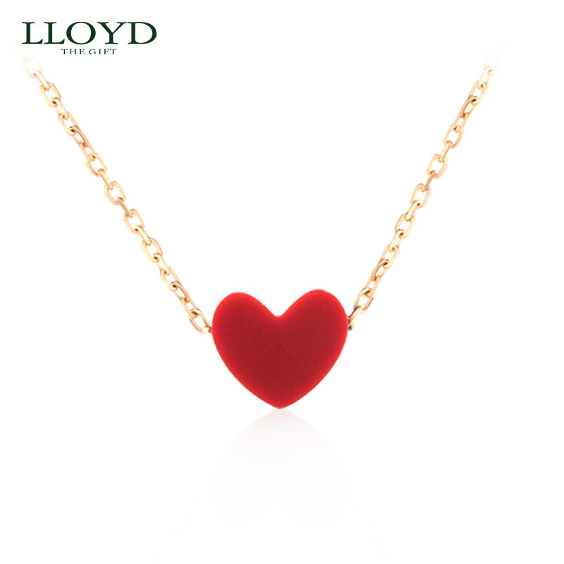 洛雅蒂正品项链女 10K金爱心项链 韩国ins桃心锁骨链