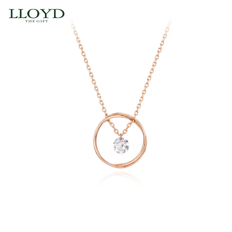 LLOYD洛雅蒂正品项链女 10k金满月锆石项链 气质简约小众百搭设计