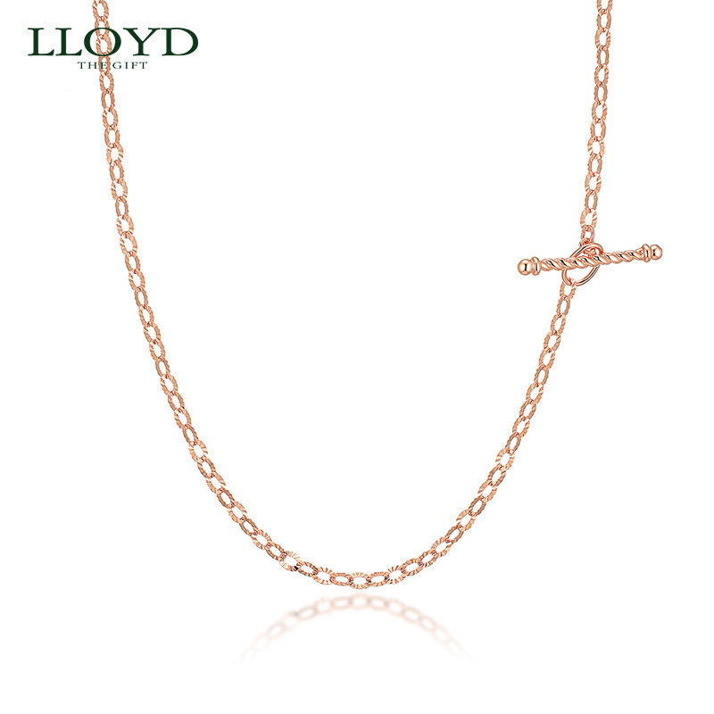 Lloyd洛雅蒂正品轻奢项链女18K金项链切割链锁骨链素链细款ot单链