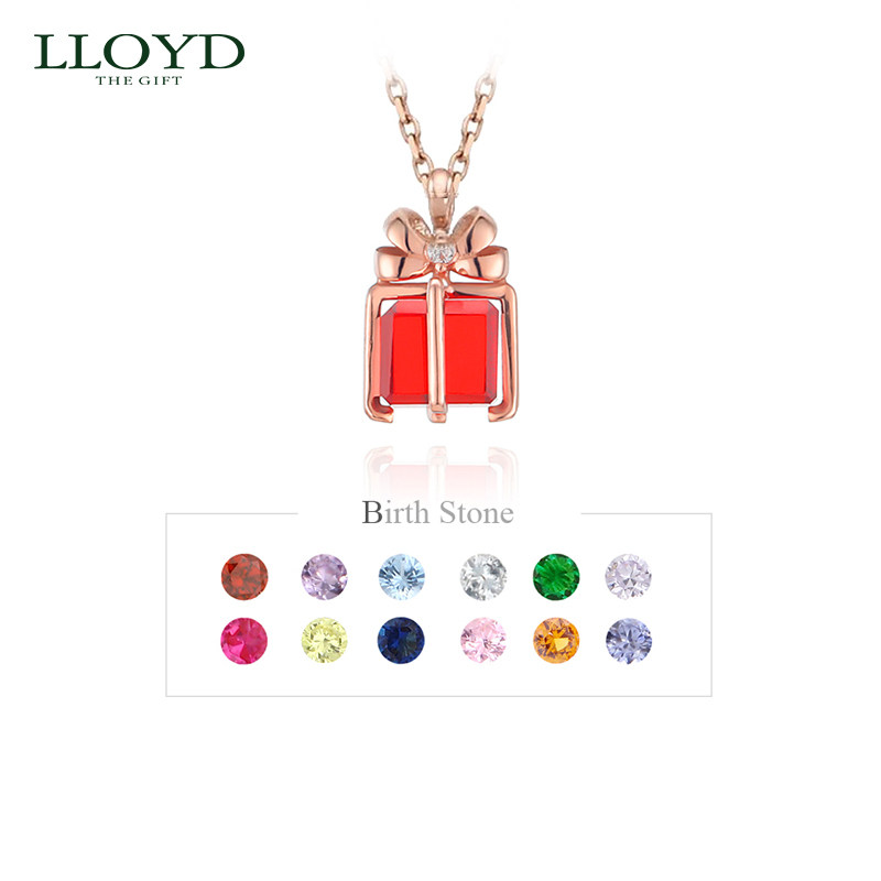 洛雅蒂正品项链女 韩国10K礼盒生日礼物诞生石锁骨链