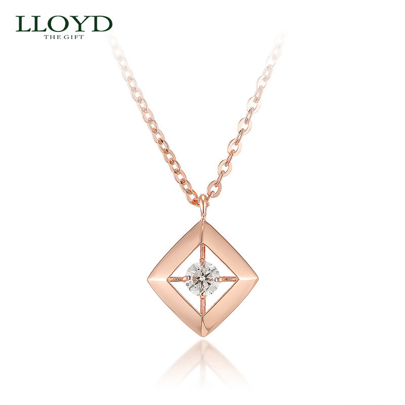 LLOYD洛雅蒂正品项链女 方环钻石项链气质简约 小众设计真钻项链