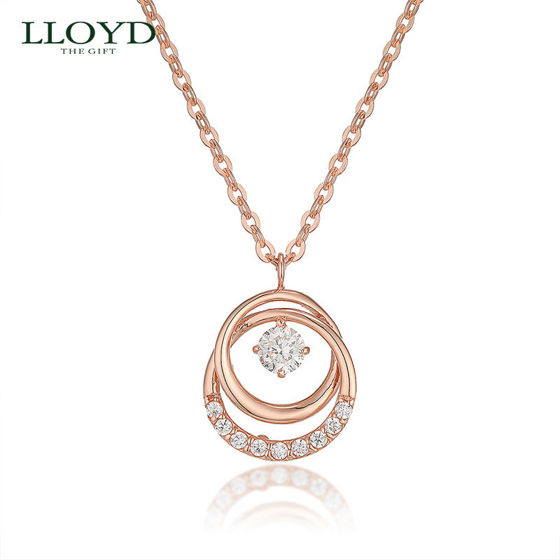 LLOYD洛雅蒂正品项链女 双环钻石项链气质简约 小众设计真钻项链