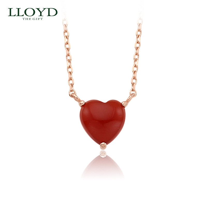 LLOYD洛雅蒂正品项链女 韩国14K红玉髓小红心爱心ins桃心锁骨链