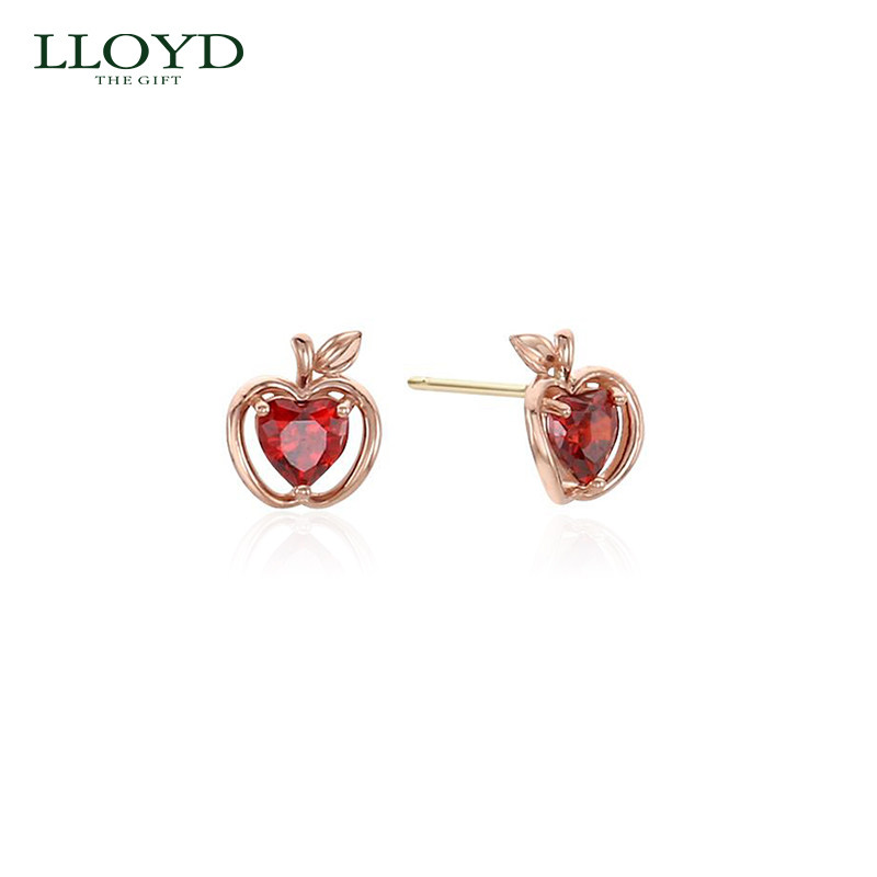 LLOYD洛雅蒂正品耳钉女 14K金小众设计红色苹果 韩国品牌限定耳饰